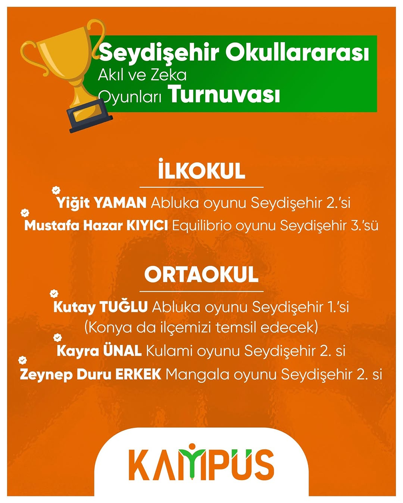 Seydişehir Okullararası Akıl Ve Zeka Oyunları Turnuvası